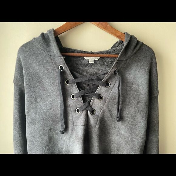 AMERICAN Eagle slightly cropped tie dye tie front pullover hoodie size XS - Picture 3 of 8